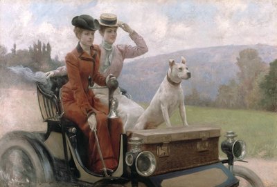 The Goldsmith Ladies in the Bois de Boulogne in 1897 on a Carriage by Julius Leblanc Stewart